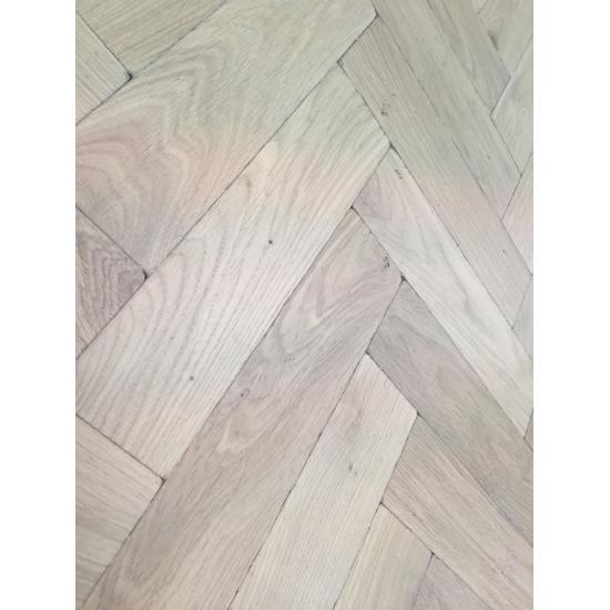 Tumbled Rustic Oak Parquet Flooring Blocks Mat White Washed  Finish, size 16x70x280mm