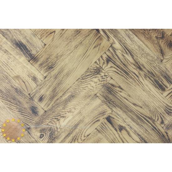 Sample of P128/16  Tumbled Parquet Floor Burnt, size 16x70x280mm