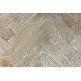 Sample of P130/16 Vulcanic Dust Tumbled Parquet Flooring, size 16x70x280mm